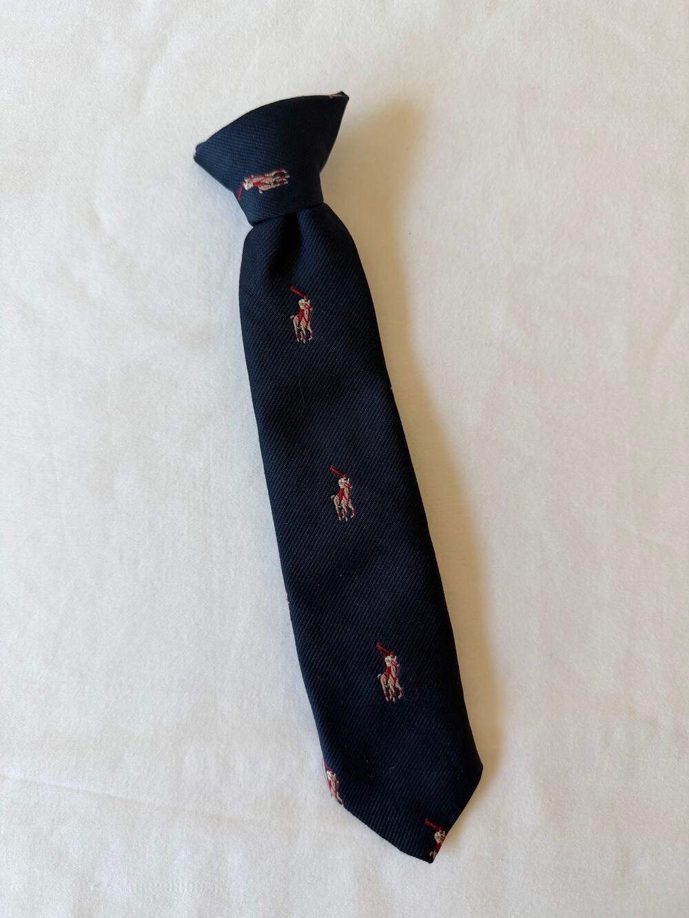 Polo Ralph Lauren Navy Blue Multi Pony Classic Toddler Boy’s Clip On Tie